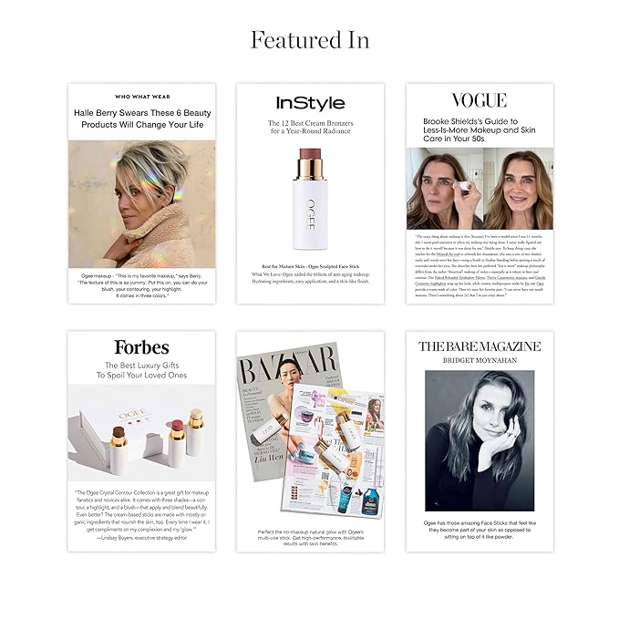 Ogee Sculpted Face Stick (AMETHYST - SOFT CHAMPAGNE SHIMMER) Certified Organic Blush Stick - Multi-Use Cream Blush & Highlighter Stick