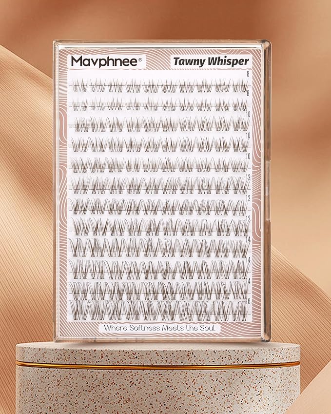 Natural Lash Clusters Brown Eyelash Cluster Clear Band Individual Lashes Wispy Cluster Eyelash Extensions Venus Dark Brown Lashes Extensions DIY Lash Pack by Mavphnee (120Pcs, 8-16MM, CC-Curly)