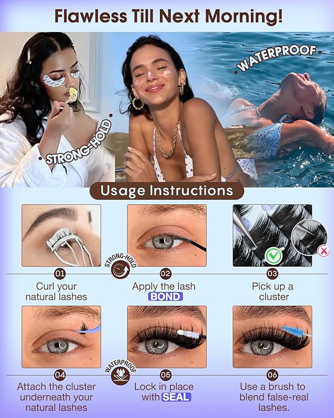 Goddvenus Manga Lashes Clusters with Spikes Messy Wispy Volume Eyelash Clusters Kit Fairy D Curl Cluster Eyelash Extensions Kit Waterproof Fluffy Anime DIY Individual Lash Cluster Extension (14-20mm)