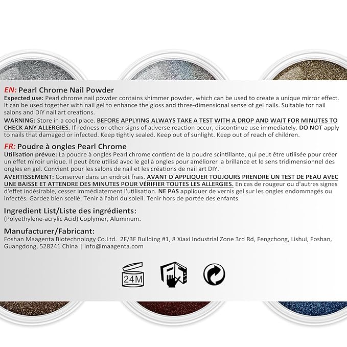 AIMEILI Pearl Chrome Nail Powder, Vegan, Cruelty Free, 6 Colors Aurora Metallic Holographic Mirror Effect Nail Art Pigment Iridescent Shell Glitter Nail Art