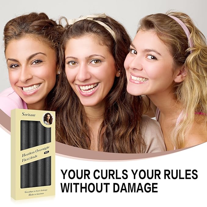 Heatless Curls Overnight Hair Curler - 4 Pcs Curling Rod to Sleep In, Velvet Hair Rollers with Satin Hair Scarf
