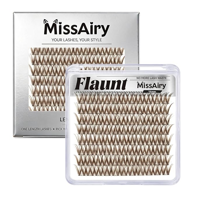 MissAiry Flaunt Lash Clusters Dark Brown Lash Cluster LengthLock Eyelash Clusters Short Lashes Cluster 14MM Wispy Eyelashes Cluster Eyelash Extensions Lash Clusters Wispy(Flaunt Dark Brown 14MM)