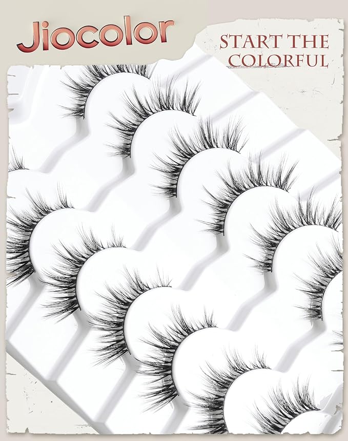 Natural Lashes That Look Like Extensions Strip Lashes Natural Look Thin Band Wispy Eyelashes 13mm Cat Eye False Eyelashes Foxy Eye Lashes 12 mm 7 Pairs S10