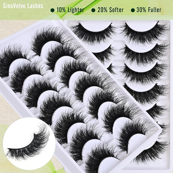 SinuVelve Dark Full Lashes 16mm Wispy Eye Lashes Flexible Band Volume False Eyelashes Cateye Soft Light Weight Fake Lashes Strips Like Mink Lashes D Curl Pestañas Postizas Reusalble By Hiklasy