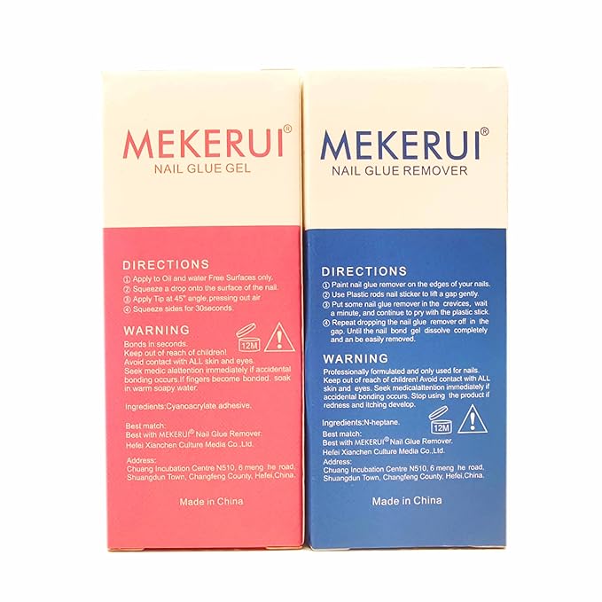 Mekerui Nail Glue & Remover Kit - 30+ Days Long-Lasting Gel, No UV Light Needed, Dropper-Type Quick Removal (G1 & R1 Professional Bundle)