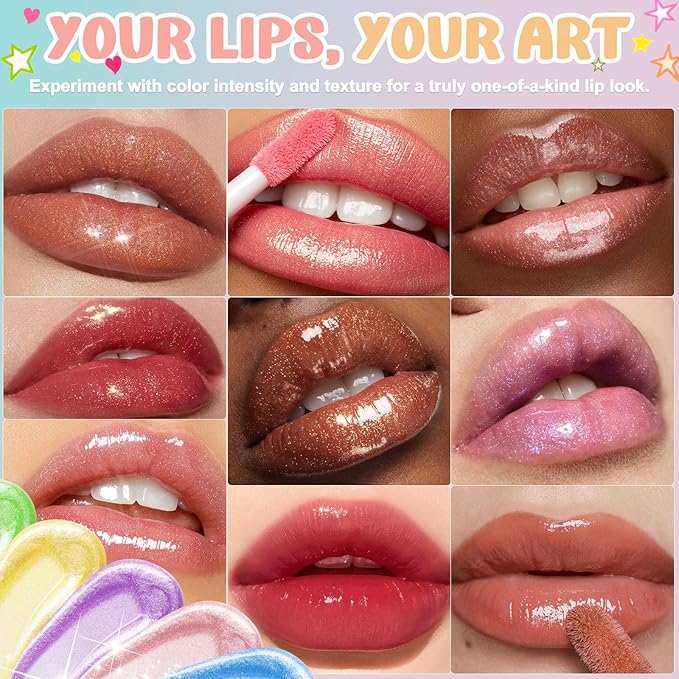 Jcoos Lip Gloss Making Kit, Fun Lip Gloss Kit to Make Your Own Lip Gloss with Moisturizing Lipgloss Base, All-Inclusive Moisturizing Handmade Lip Glaze Supplies Set for Beginner Women