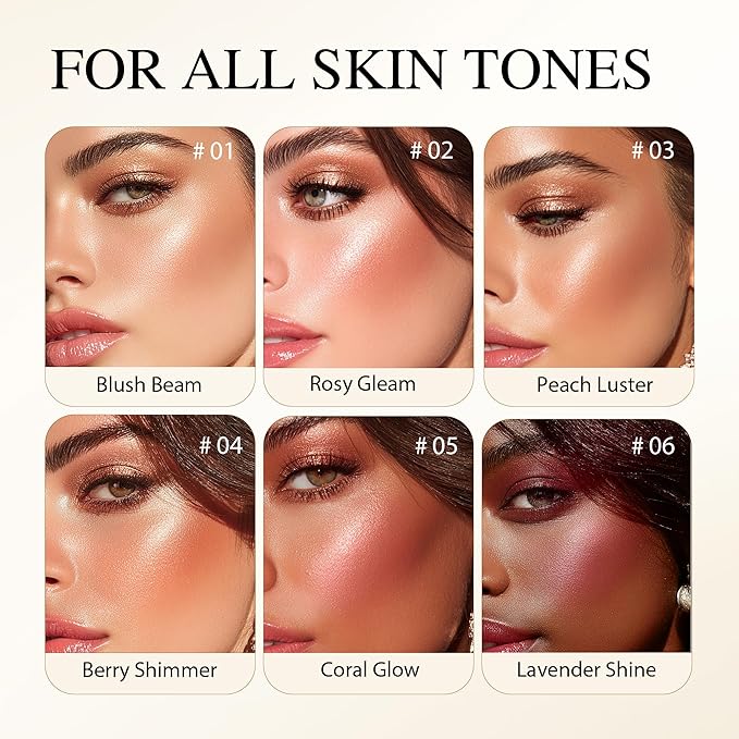 PHOFAY Luminous Blush Powder-Multi-Use Formula, Ultra-Fine & Smooth, Longer-Lasting Wear with Natural Luminous Glow (04#)