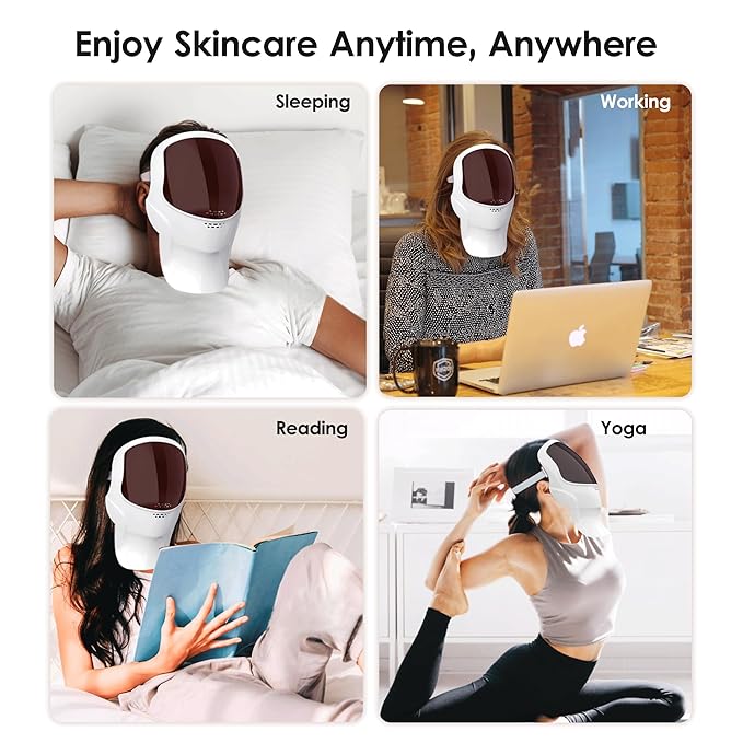 Red Light Therapy Mask for Face & Neck, LED Face Mask Infrared Light Therapy for Wonem & Men, 120 LEDS 7 Modes Rechageable for Wrinkles, Fine Lines, Dark Spots Skincare Device