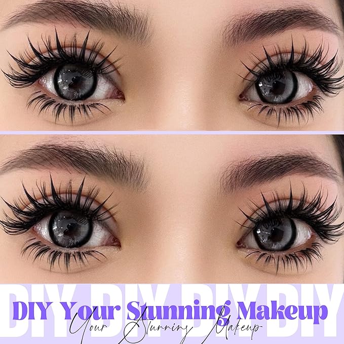Lash Clusters Manga Eyelash Clusters Spiky Cluster Eyelash Extensions 10-16mm Anime Lash Extension C Curly Cosplay Doll Cluster Eyelashes 120Pcs DIY Individual Cluster Lashes Thin Band
