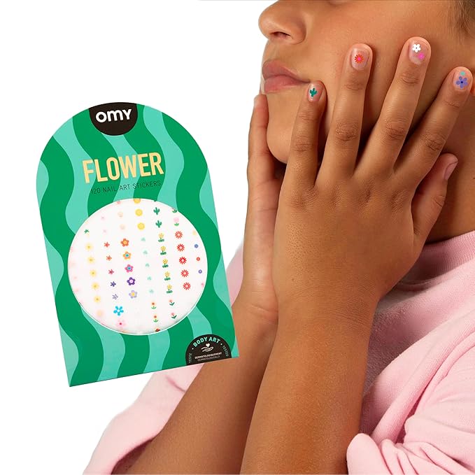 Omy Flowers Art Stickers - 120 Stickers, Waterproof, Durable, Fun, Creative Designs | Strong Enough to Last Through Hand Washing - Easy to Apply, Safe, Non-Toxic | Age 6 and Up
