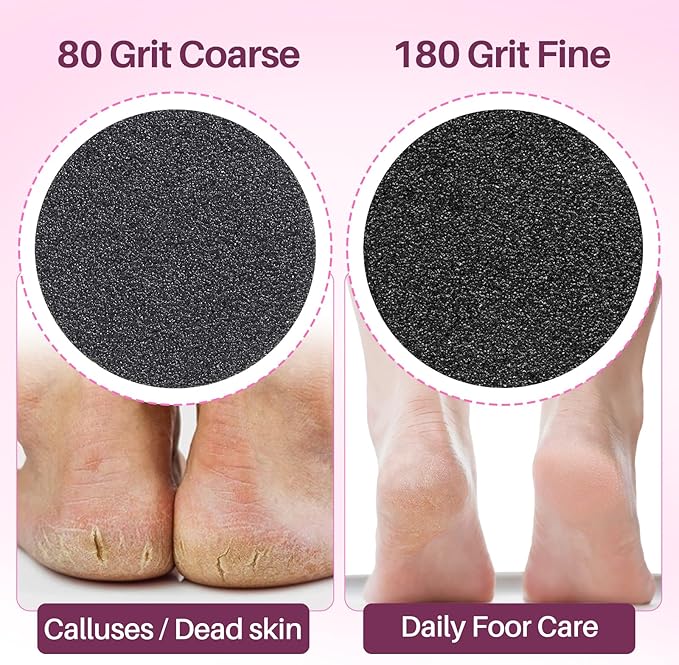 Replaceable Sandpaper for Electric Foot File: 120 Pcs/2 Box Feet Grinder for Skin and Callus Remover - 80/180 Grit Fine Sandpaper Refill Discs for Spa Home Salon