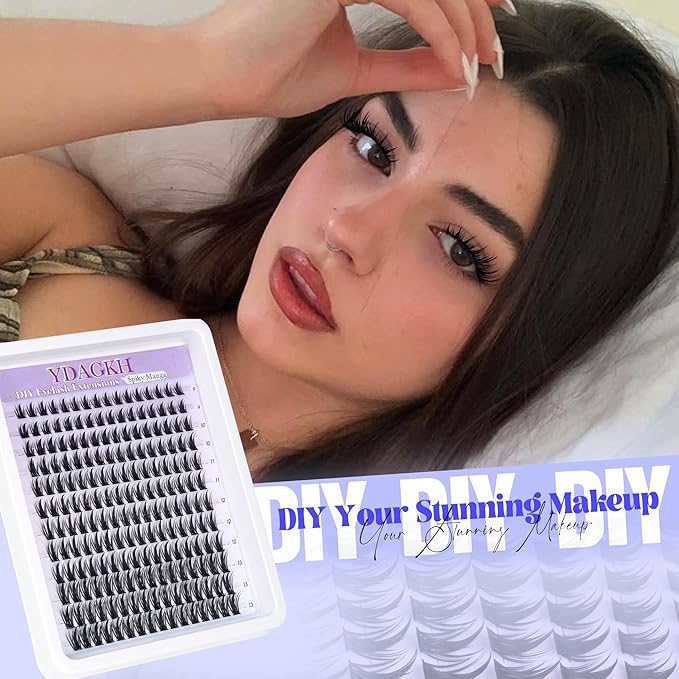 Lash Clusters Wispy Manga Eyelash Clusters with Spikes Anime Cluster Eyelash Extensions Natural Cluster Lashes Spiky Individual Lashes DIY at Home by YDAGKH(9-13mm, 192Pcs)