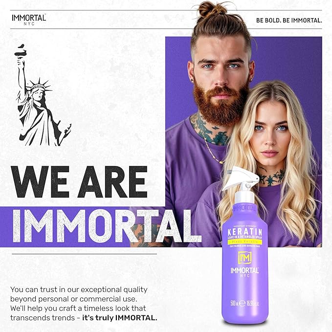 Immortal NYC Keratin, Leave-in Conditioner and Detangler Spray, 17 oz, For Colored and Damaged Hair