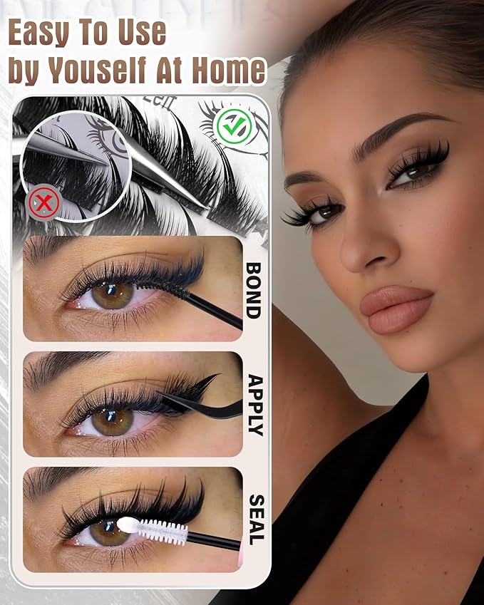 Cat Eye Lash Clusters With Spikes Eyelash Clusters Cat Eye Clusters Eyelash Extensions Wispy Lashes Clusters Anime Pre-Mapped Lash Clusters C-Curly Manga Left&Right Individual Lashes 6-18MM by Zegaine