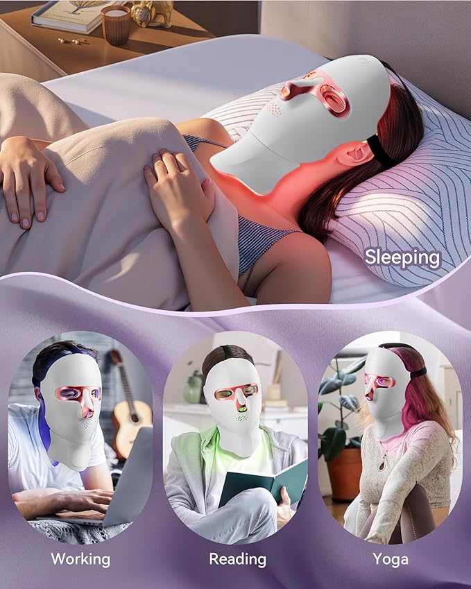 LED Light Therapy Mask Skin Care Mask, LED Red 630±5nm & NIR 830nm Wavelength for Home Use (Sakura Pink)