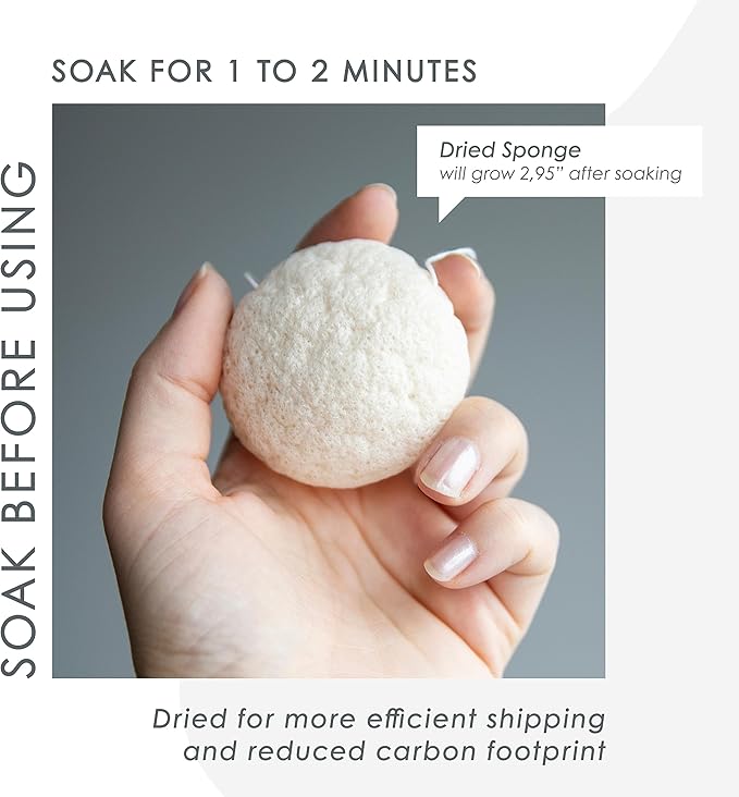 Konjac Face Sponge for Cleansing & Facials (4 Pack) | Microplastic Free 100% Natural | Non-Toxic | Biodegradable | Eco-Friendly | Plastic Free Packaging