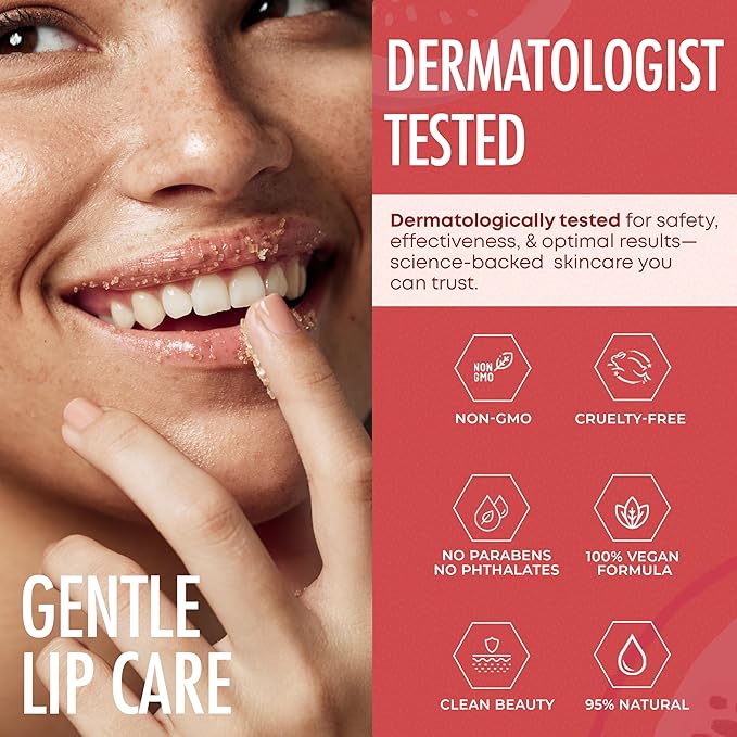 Sundae Glow Lip Scrub with Cherry Mint – Gentle Exfoliation, Deep Hydration & Lip Repair – Softens & Revitalizes Dry Cracked Lips – Dermatologist Tested, Korean Skin Care – Clean Beauty – 1 Pack