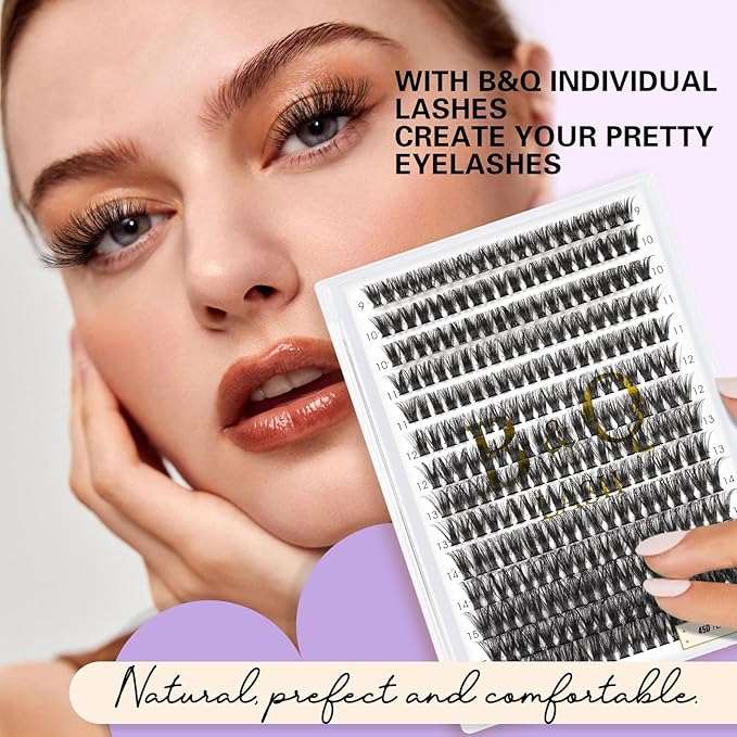 Lash Clusters Individual Lashes Lash 280 PCS Eyelash Clusters False Eyelash 45D Lash Extension Fluffy Natural Cluster Eyelash Extensions DIY Eyelash Extensions at Home (45D-0.07C,9-16MIX)
