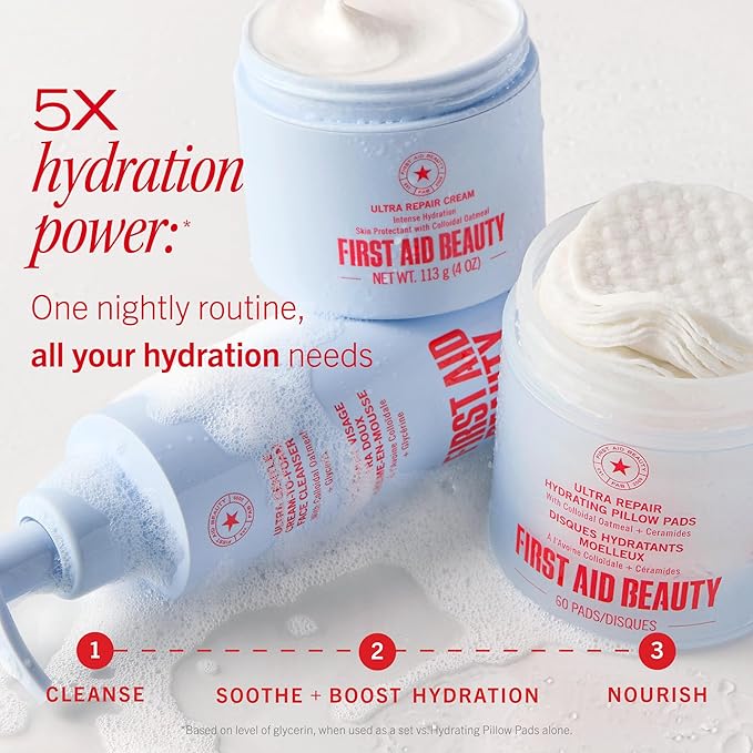 First Aid Beauty Ultra Gentle Cream-to-Foam Facial Cleanser – Makeup Removing Face Cleanser - Face Wash with Colloidal Oatmeal & Glycerin, for Sensitive, Acne & Blemish-Prone Skin, 10 oz
