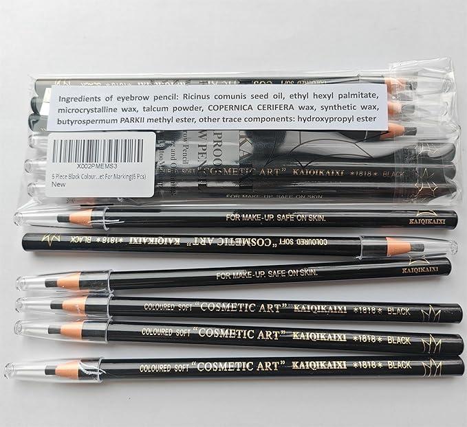 Waterproof Eyebrows Pencil Tattoo Makeup And Microblading Supplies Kit-Permanent Eye Brow Liners In 5 Colors Waterproof Eyebrow Pencils Peel - Brow Pencil Set For Marking (6 Black)