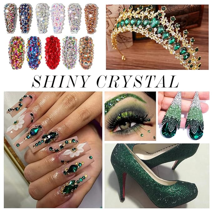 1440Pcs Dark Green Crystal Rhinestones,Glass Flatback Rhinestones Gemstones for Nail Face Makeup Art Crafts Clothes Decoration -(SS16,4.0mm,Dark Green)