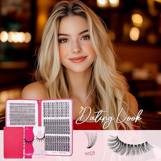 Lash Clusters 30D40D50D60D Lash Clustes Kit Natural Fluffy Lashes Eyelash Extension Kit D Curl False Eyelashes for Starter DIY at Home