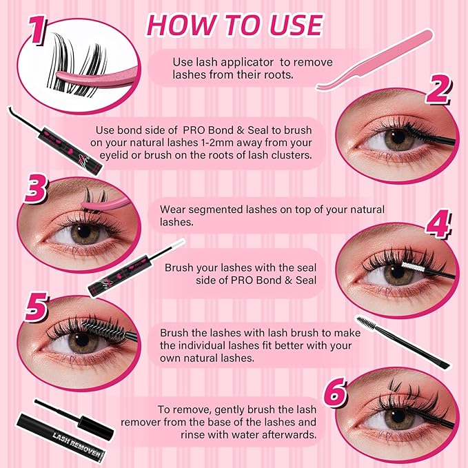 PRO LASHBEAUTY Manga Lash Clusters, Eyelash Clusters 8-16 Mixed Cluster Eyelash Extensions Mixed Lash Extension Volume Reusable Soft & Comfortable (Genie,8-16mix)