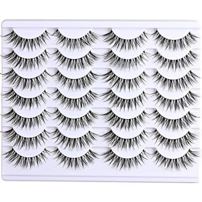 Eyelashes Cat Eye Strip Lashes Natural Look Short False Cateye Lash 14 Pairs Clear Band Fake Mink Eyelash Fluffy Pestañas Postizas Naturales