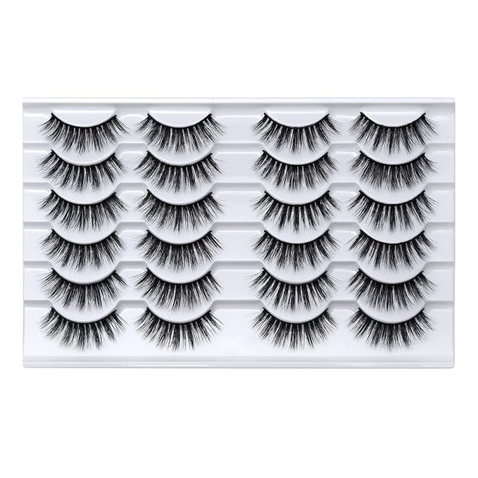 SONAFEEL Super Soft 6d Mink Lashes Natural Look 15mm 12Pairs Volume Lashes Pack Handmade Reusable Strip Lashes Bulk False Eyelashes