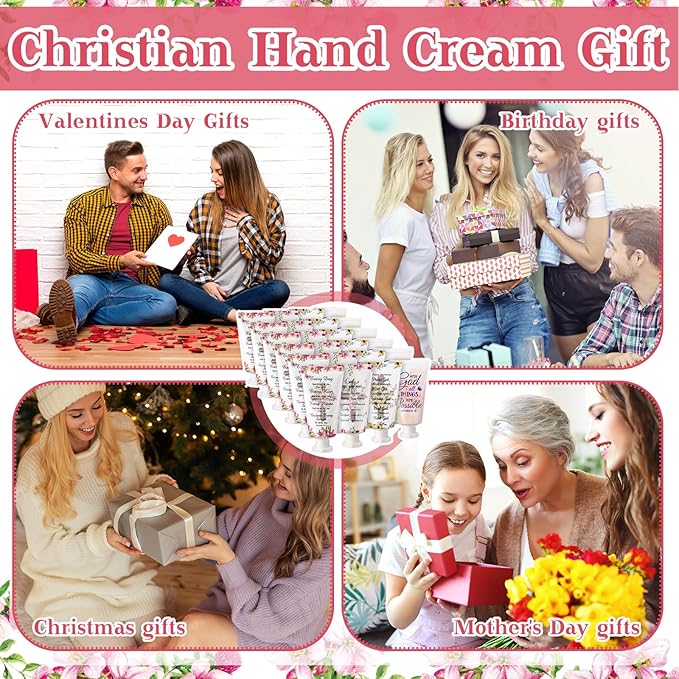 48 Pcs Christian Hand Cream Bulk Gifts for Women Bible Verse Mini Hand Lotion Scripture Travel Lotion for Dry Cracked Christian Religious Gifts Bulk for Mom Women Teacher Wedding Favors (Cross Style)