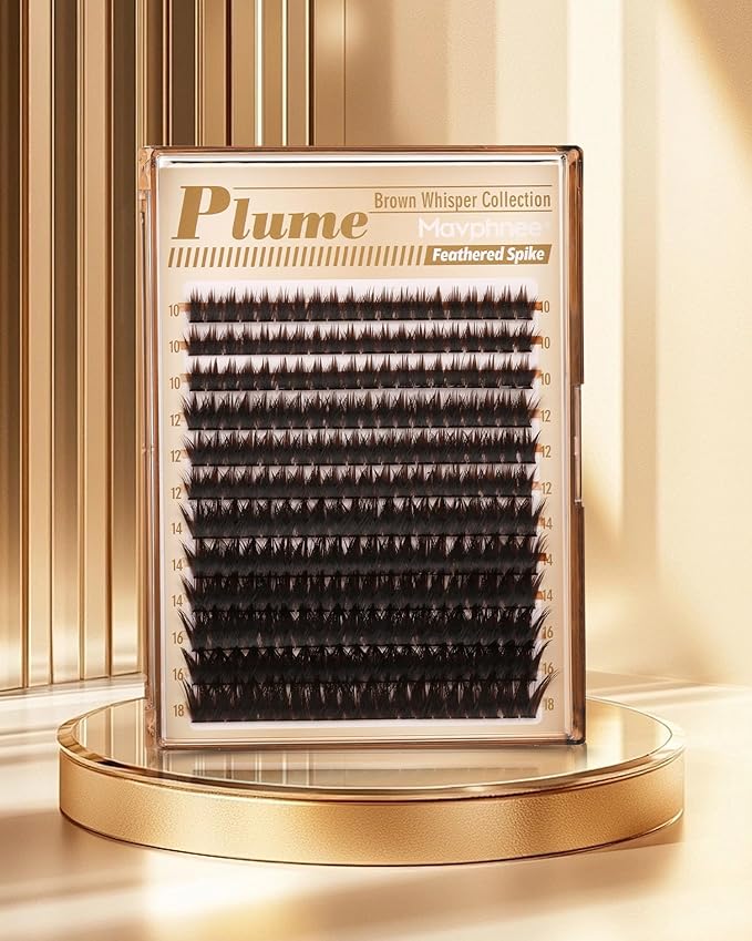 Brown Lash Clusters Wispy Fluffy Eyelash Clusters Volume Individual Lashes Natural Cluster Eyelash Extensions Volume Dark Brown Cluster Lashes Extensions 240Pcs DIY Lash Pack (10-18MM, CC-Curly)
