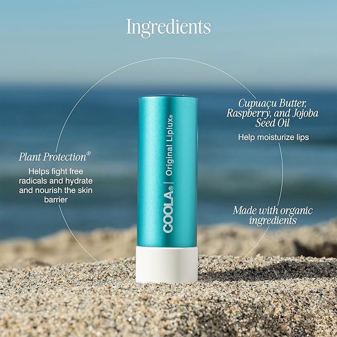 COOLA Organic Liplux Lip Balm and Sunscreen with SPF 30, Dermatologist Tested Lip Care for Daily Protection, Vegan and Gluten Free, 0.15 Oz