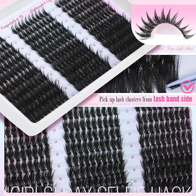 Manga Lash Clusters Kit Wispy Eyelash Clusters with Spikes 300Pcs Anime Lash Extension Kit Natural Eyelash Extension Kit 12-20mm High Capacity Lashes Clusters DIY for Beginners by Lanflower