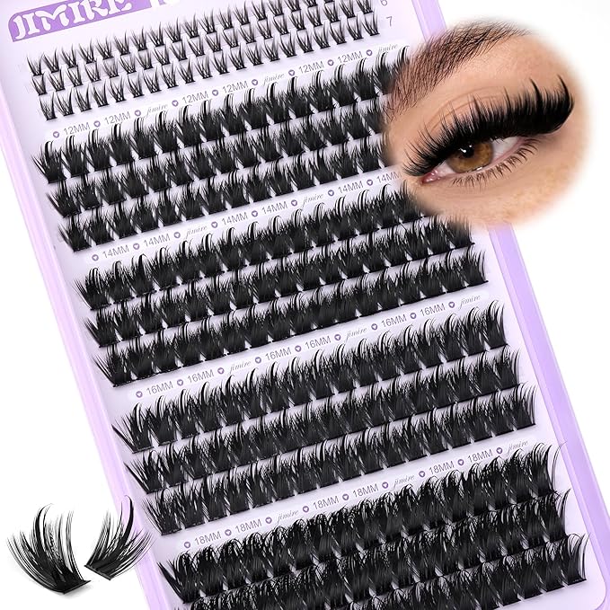 Manga Lash Clusters 150D Spikes Eyelash Clusters with Bottom Lashes 12-18MM Long Fairy Cluster Eyelash Extensions 300Pcs Wispy Individual Lashes Extensions DIY at Home by JIMIRE