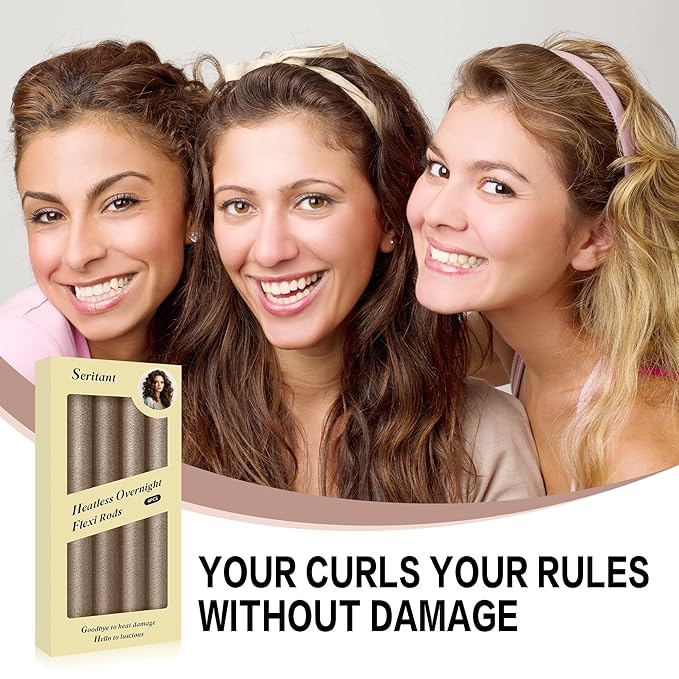 Heatless Curls Overnight Hair Curler - 4 Pcs Curling Rod to Sleep In, Velvet Hair Rollers with Satin Hair Scarf
