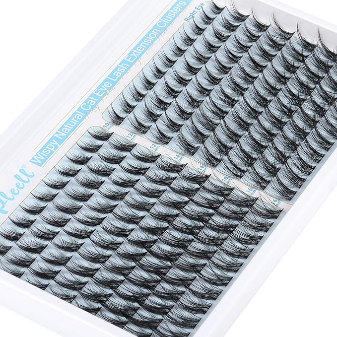 Wispy Lash Clusters Natural Eyelashes Cluster Eyelash Extensions Cat Eye176PCS Individual Lashes Clusters C Curve Eyelash Clusters 10-16MM DIY Lash Extension by Pleell