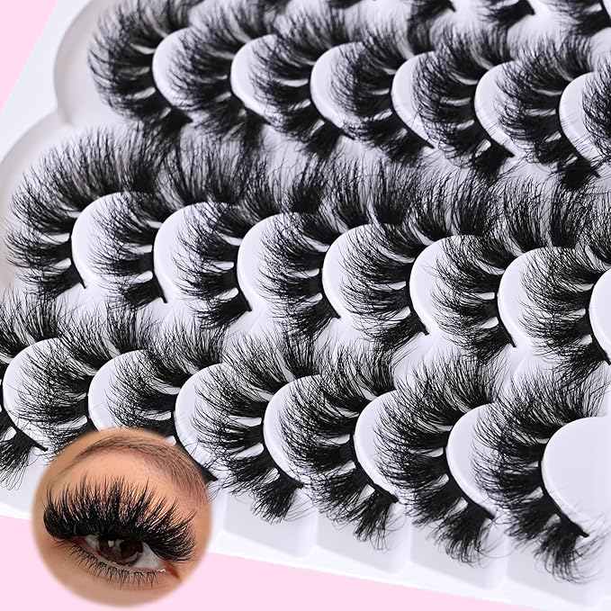 14 Pairs Thick Long Lashes False Eye Lashes Mega Look 5D Volume Dramatic 24mm Waterproof 100D Eyelash Clusters Soft Fake Eyelashes Pack by Yaiseiko