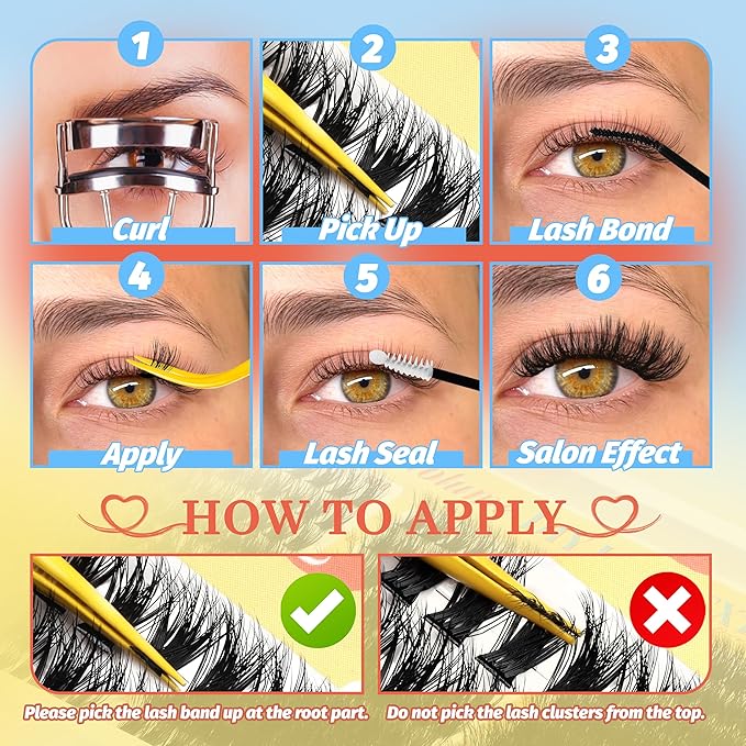 Fyonas Fluffy Lash Clusters 60D+80D+100D Volume Cluster Eyelash Extensions 300Pcs D Curl Thick Eyelash Clusters DIY Individual Lashes 10-18mm Wispy Cluster Eyelashes (Velvet Cloud)
