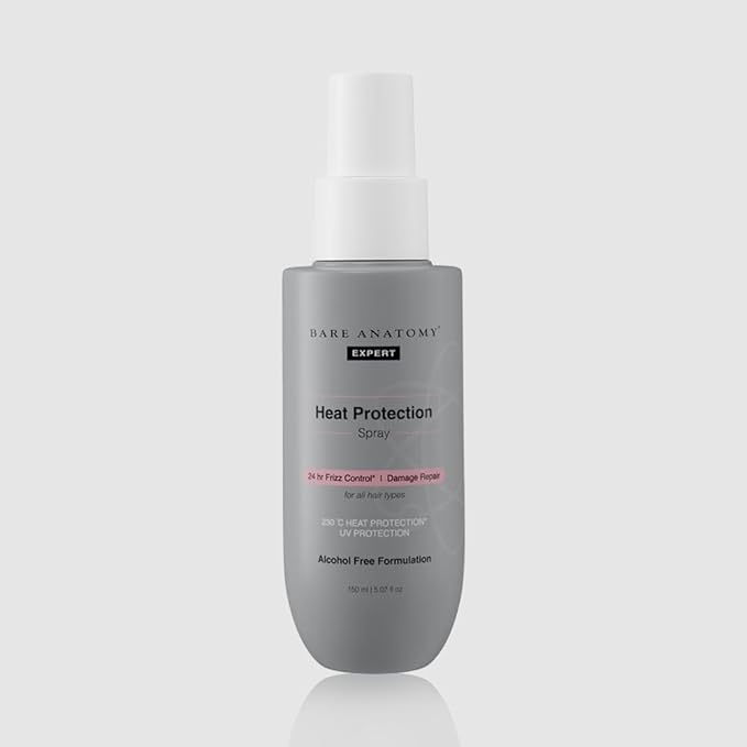 Bare Anatomy Heat Protection Spray Serum| Controls Frizz for up to 24 Hrs | Vitamin E, Pea Protein & Veg Keratin Enriched | Paraben Free | For Women & Men | Vegan |230 °C Heat Protection 5.2 Floz