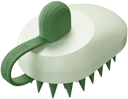 Hair Scalp Massager Brush, Cute Mouse Shape Shampoo Brush Scalp Scrubber, Wet/Dry Use, Scalp Massager for Hair Growth, Eliminates Dandruff for Men & Women (Green)