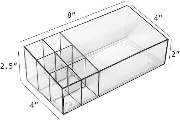 NOBLEPOSH Clear Acrylic Makeup Organizer | Vanity Tray for Lipstick, Perfumes, Eyeshadow & Cosmetics