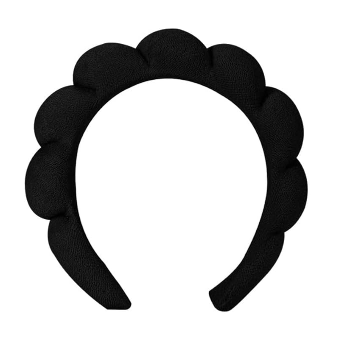 OCTAZI Soft Puffy Headband for Washing Face – Terry Cloth Skincare & Makeup Removal Hair Band for Women & Girls | Non-Slip Bubble Spa Headbands for Facial, Exfoliating, Bath & Beauty Routine