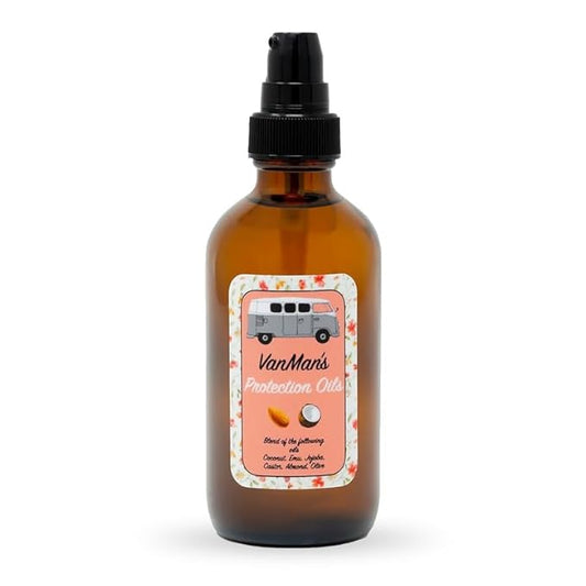 Vanman - Protection Oil Hair Serum For Hair Growth - Infused with Castor, Jojoba, Almond, Olive, Emu, Coconut Oil - Fragrance-Free Hair Growth Serum - Hair Serum For Dry Hair & Frizzy Hair - 1.1 Ounce
