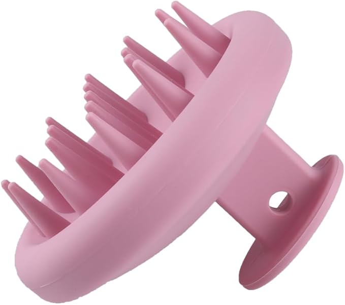 KOENWEENI Silicone Scalp Massager Shampoo Brush Scrubber with Soft Bristles Exfoliator for Shower Dandruff Removal Wet Dry Hair Growth and Care Pink