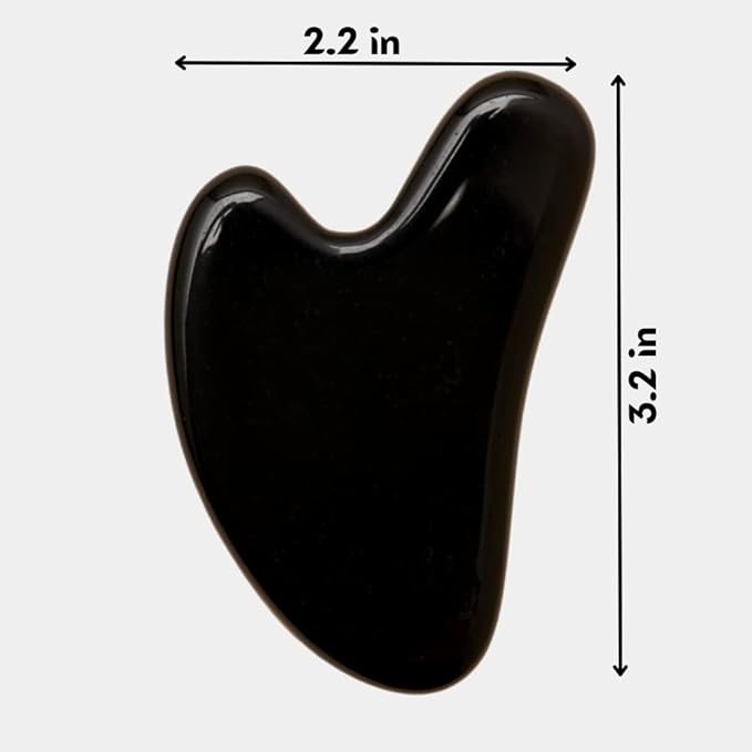 Mount Lai Obsidian Gua Sha Facial Tool – The Stone of Transformation – 100% Genuine Black Obsidian Stone Face Sculpting Tool for Lymphatic Drainage, Puffiness Reduction & Jaw Tension Relief