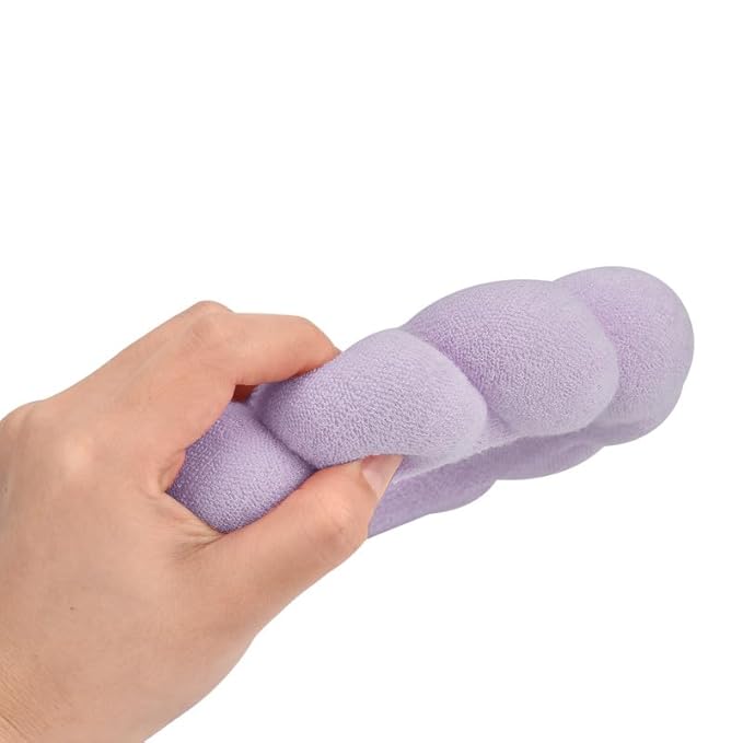 OCTAZI Soft Puffy Headband for Washing Face – Terry Cloth Skincare & Makeup Removal Hair Band for Women & Girls | Non-Slip Bubble Spa Headbands for Facial, Exfoliating, Bath & Beauty Routine