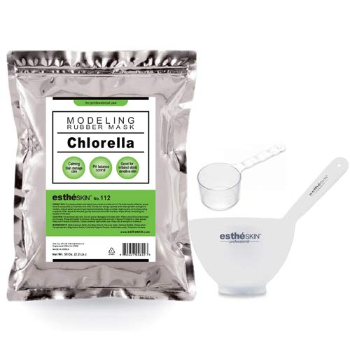 Peel Off Type Modeling Mask Powder for Facial, Skin Care, Professional Size, 35oz (2.2Pound) 1kg, 1 pack with 3pcs Mixing Bowl Set (112.Chlorella)
