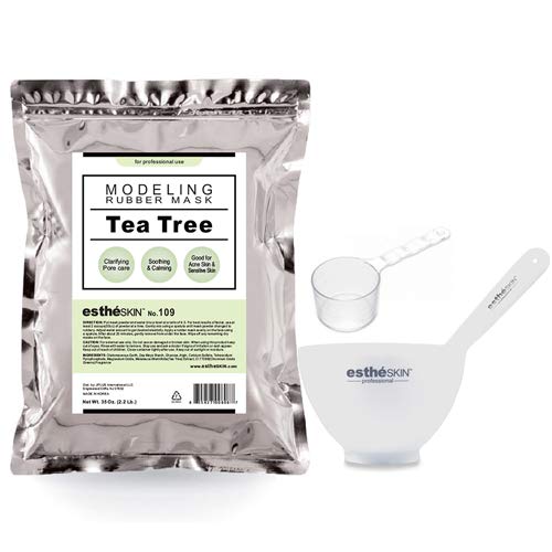 Peel Off Type Modeling Mask Powder for Facial, Skin Care, Professional Size, 35oz (2.2Pound) 1kg, 1 pack with 3pcs Mixing Bowl Set (109.Tea Tree)