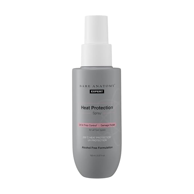 Bare Anatomy Heat Protection Spray Serum| Controls Frizz for up to 24 Hrs | Vitamin E, Pea Protein & Veg Keratin Enriched | Paraben Free | For Women & Men | Vegan |230 °C Heat Protection 5.2 Floz
