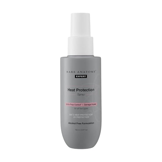 Bare Anatomy Heat Protection Spray Serum| Controls Frizz for up to 24 Hrs | Vitamin E, Pea Protein & Veg Keratin Enriched | Paraben Free | For Women & Men | Vegan |230 °C Heat Protection 5.2 Floz